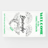 Custom Family Wiedersehen Heart Art Tree Weiß Grün Banner (Horizontal)