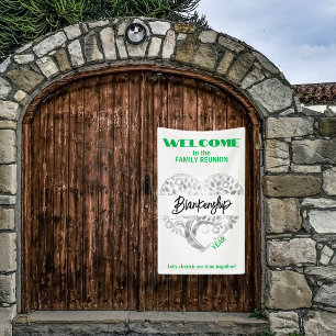 Custom Family Wiedersehen Heart Art Tree Weiß Grün Banner