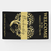Custom Family Wiedersehen Heart Shaped Tree Black  Banner (Horizontal)