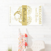 Custom Family Wiedersehen Heart Shaped Tree Black Banner (Insitu)