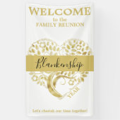 Custom Family Wiedersehen Heart Shaped Tree Black Banner (Vertikal)