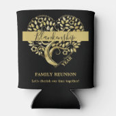 Custom Family Wiedersehen Heart Shaped Tree Black  Dosenkühler (Rückseite)