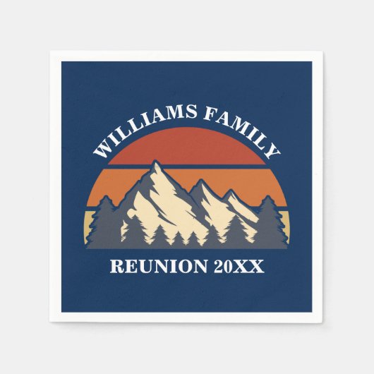 Custom Family Wiedersehen Party Blue Mountain Suns Serviette (Vorderseite)