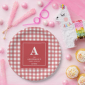 Custom Family Wiedersehen Red Gingham Pappteller (Party)