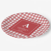 Custom Family Wiedersehen Red Gingham Pappteller (Schrägansicht)