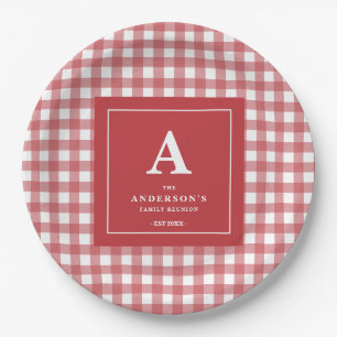 Custom Family Wiedersehen Red Gingham Pappteller