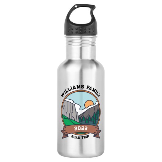 Custom Family Wiedersehen Road Trip Mountain Edelstahlflasche (Vorderseite)