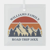 Custom Family Wiedersehen Road Trip Sunset Keepake Ornament Aus Glas (Vorderseite)