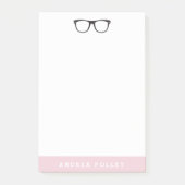 CUSTOM FARBE Nerdy Black Glasses Personal Post-it Klebezettel (Vorderseite)