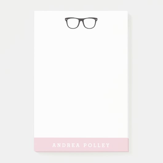 CUSTOM FARBE Nerdy Black Glasses Personal Post-it Klebezettel (Vorderseite)