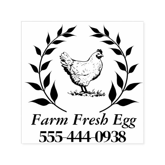 Custom Farm Fresh Egg self Ink Round  Stamp Permastempel (Design)