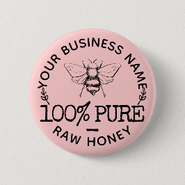 Custom Farmhouse Apiary Logo Cute Bumblebee Honey Button