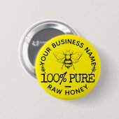 Custom Farmhouse Apiary Logo Cute Bumblebee Honey Button (Vorne & Hinten)