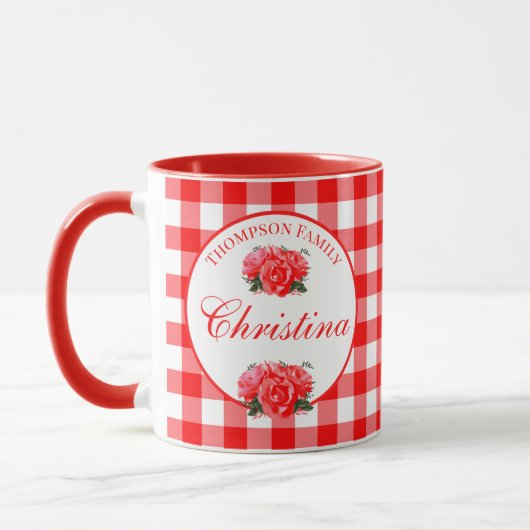 Custom Farmhouse Country Red Gingham Combo Tasse (Links)