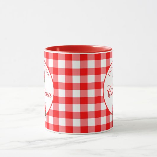 Custom Farmhouse Country Red Gingham Combo Tasse (Zentrum)