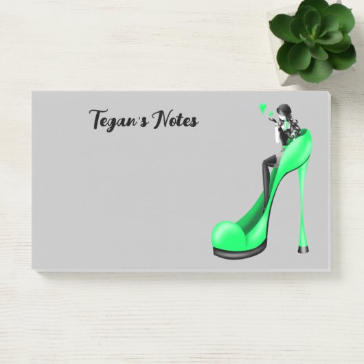 Custom Fashion Diva in Stiletto Green Post-it Klebezettel (Büro)