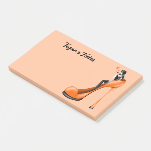 Custom Fashion Diva in Stiletto Orange Post-it Klebezettel (angewinkelt)
