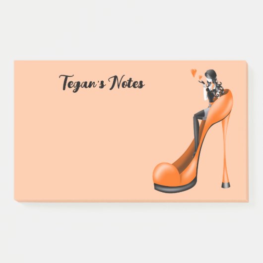 Custom Fashion Diva in Stiletto Orange Post-it Klebezettel (Vorderseite)