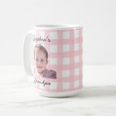 Custom Father's Day Gift Pink Gingham Pattern Mug Kaffeetasse (Vorderseite Links)