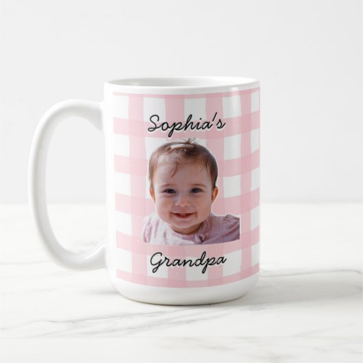 Custom Father's Day Gift Pink Gingham Pattern Mug Kaffeetasse (Links)