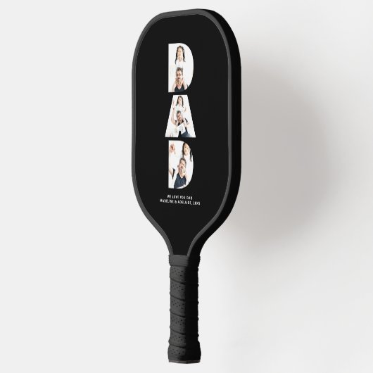 Custom Fathers Day Photo Collage Dad Personalized Pickleball Schläger (Links)