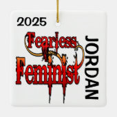 CUSTOM Fearless Feminist Keramikornament (Rückseite)