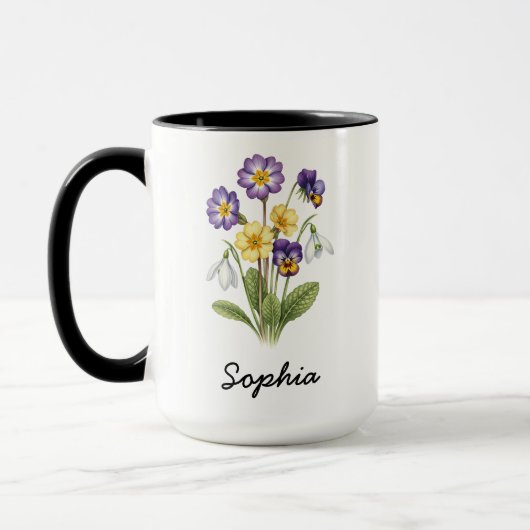 Custom February Birth Flower - Personalized Name Tasse (Links)