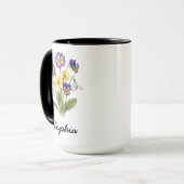 Custom February Birth Flower - Personalized Name Tasse (Vorderseite Links)