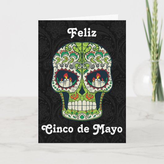 Custom Feliz Cinco de Mayo Sugar Skull Card Karte (Vorderseite)