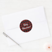 Custom Feliz Navidad Christmas Red Kariert Spanisc Runder Aufkleber (Umschlag)