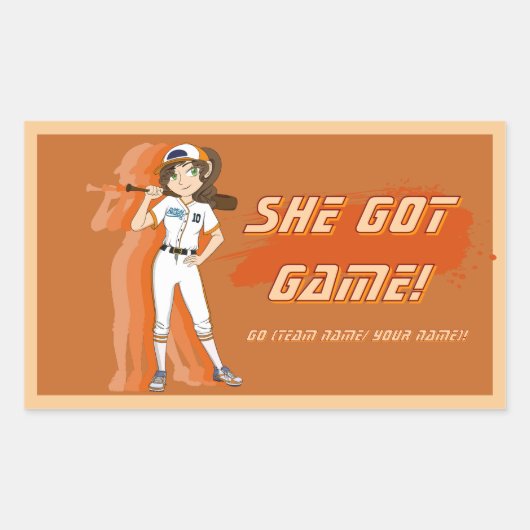 Custom Female Baseball Player Sticker (Vorderseite)