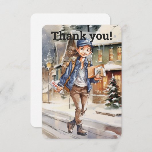 Custom Female Letter Carrier Weihnachten Dankeskarte (Vorne/Hinten)