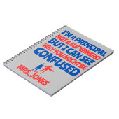 Custom Female Principal lustig Superhero rot blau Notizblock (Linke Seite)