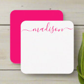Custom Feminine Pink Typografy Name Script Mitteilungskarte