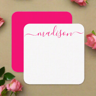 Custom Feminine Pink Typografy Name Script Mitteilungskarte