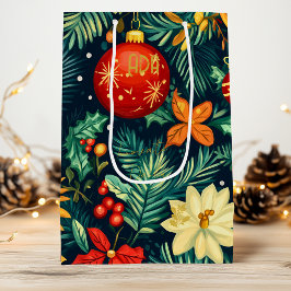 Custom Festival Evergreen und Ornament Geschenktas Geschenktüte Für Weinflaschen
