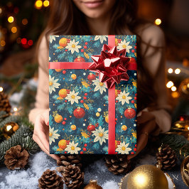 Custom Festival Floral und Ornamente Weihnachten Geschenkpapier