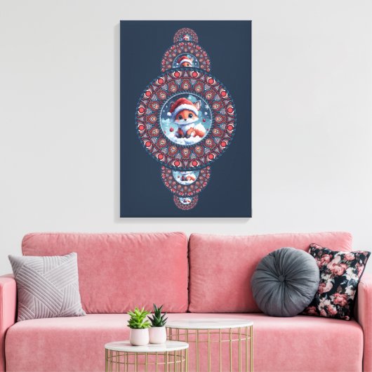 Custom Festival Kawaii Fox Ornamental Mandala Leinwanddruck (Insitu (Wohnzimmer))