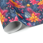 Custom Festivals Floral und Pine Weihnachten Geschenkpapier (Rolleneckpunkt)