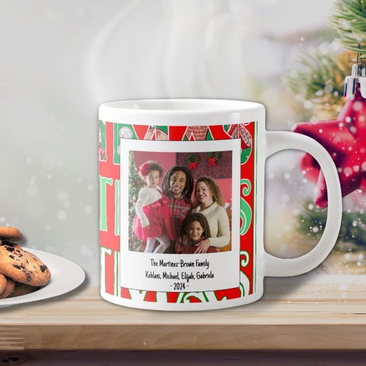 Custom Festivals Red Green Weihnachts-Foto Jumbo-Tasse