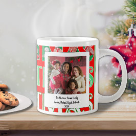 Custom Festivals Red Green Weihnachts-Foto Jumbo-Tasse