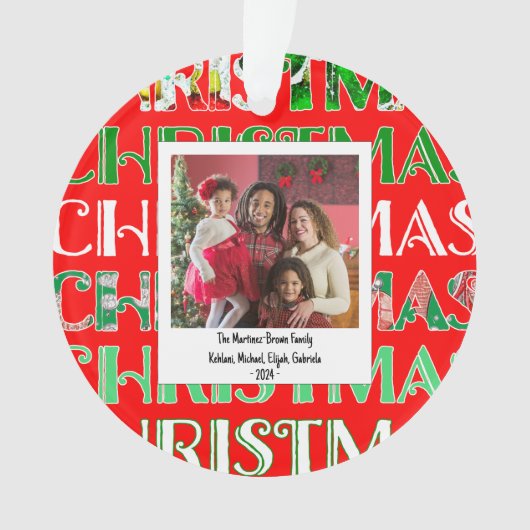 Custom Festivals Red Green Weihnachts-Foto Ornament (Vorderseite)