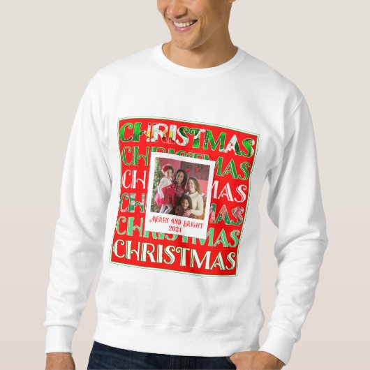 Custom Festivals Red Green Weihnachts-Foto Sweatshirt (Vorderseite)