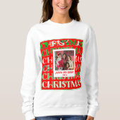 Custom Festivals Red Green Weihnachts-Foto Sweatshirt (Vorderseite)