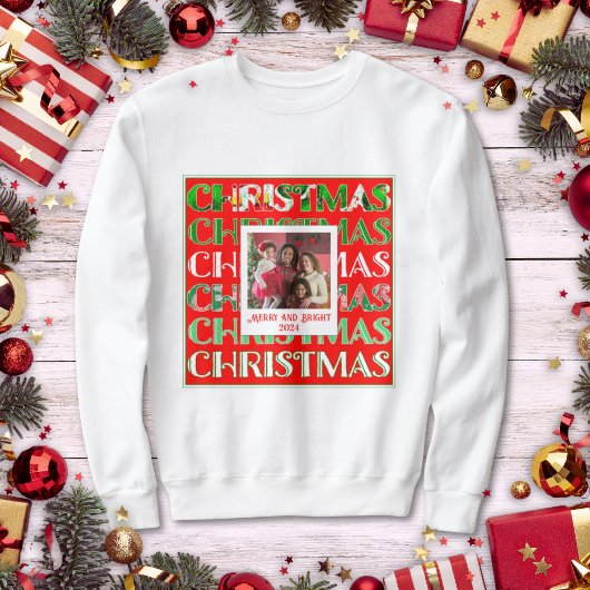 Custom Festivals Red Green Weihnachts-Foto Sweatshirt