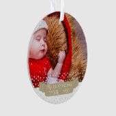 Custom Festive Baby's First Christmas Foto Ornament (Vorderseite)
