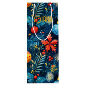 Custom Festive Blätter und Baubles Geschenktasche Geschenktüte Für Weinflaschen (Rückseite)