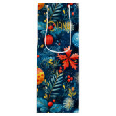 Custom Festive Blätter und Baubles Geschenktasche Geschenktüte Für Weinflaschen (Vorderseite)