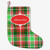 Custom Festive Classic Red Green Kariert Kleiner Weihnachtsstrumpf (Vorderseite)