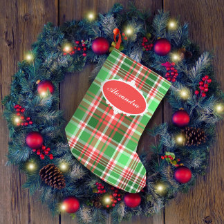 Custom Festive Classic Red Green Kariert Kleiner Weihnachtsstrumpf